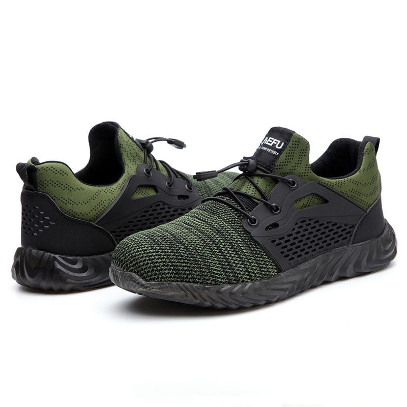 Front and back angled view of green and black Defender Pro shoes 800 x 800