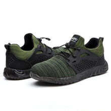 Load image into Gallery viewer, Front and back angled view of green and black Defender Pro shoes 800 x 800
