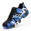 Load image into Gallery viewer, Left angled-side view of blue camouflage soldier shoe 800 x 800
